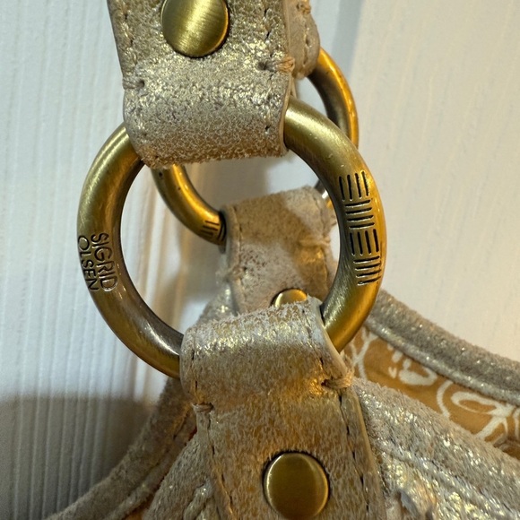 Sigrid Olsen Cotton Metallic Accent Linen Shoulder Bag Slouchy Design 16x10 - Picture 9 of 11